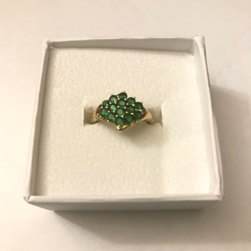 14K Sterling Silver and Emerald Ring Made in India